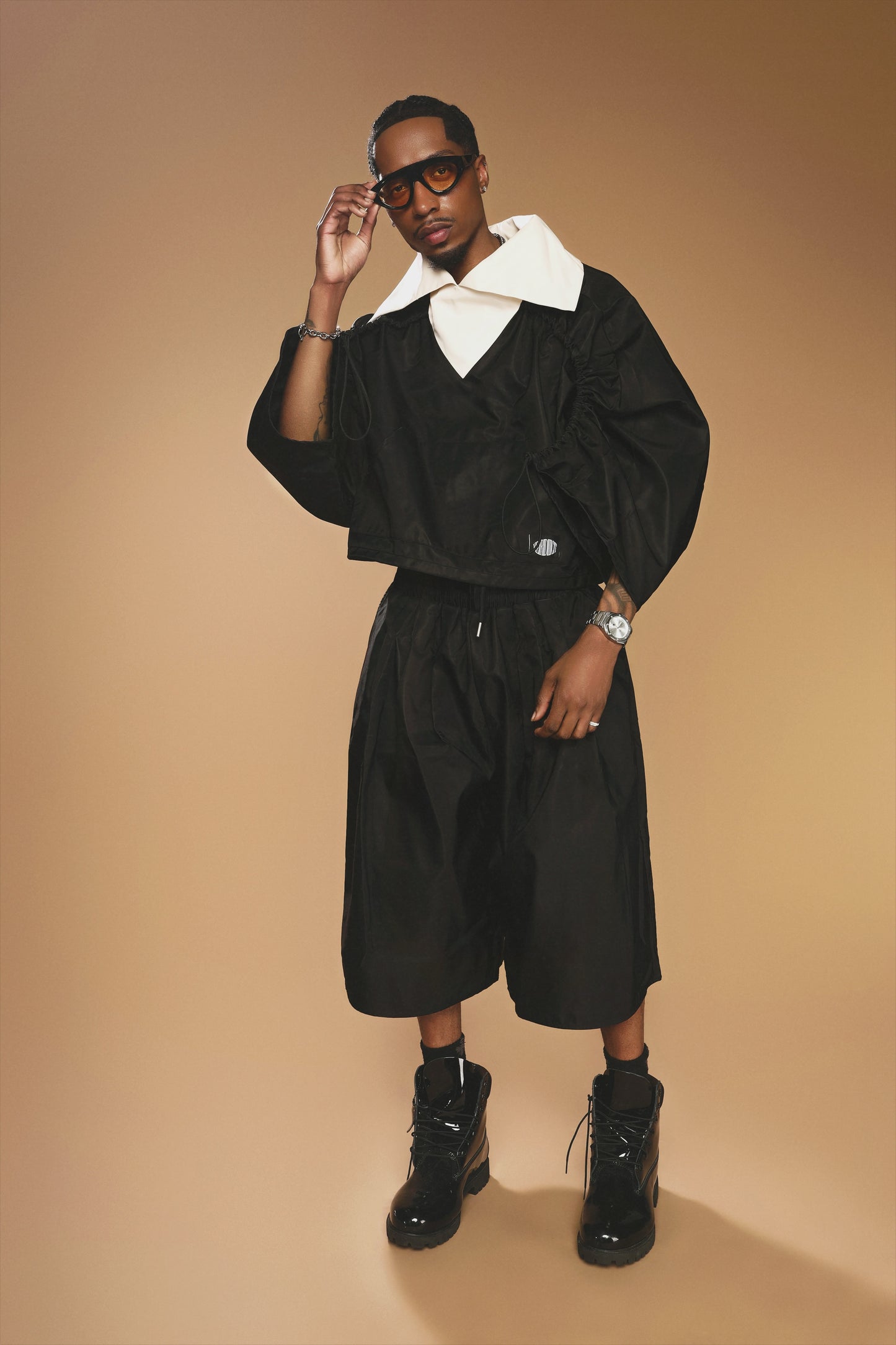 Clouds are cream collar hoodie short sets