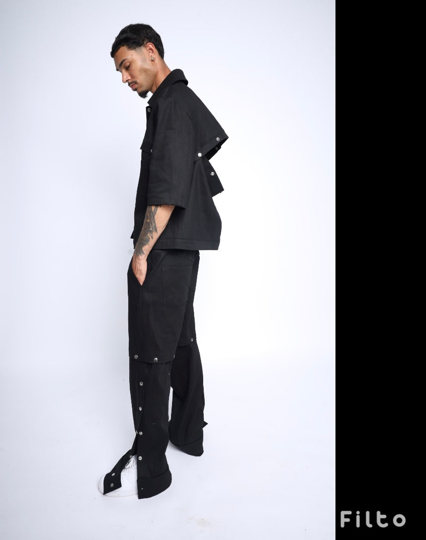 snap off denim pants