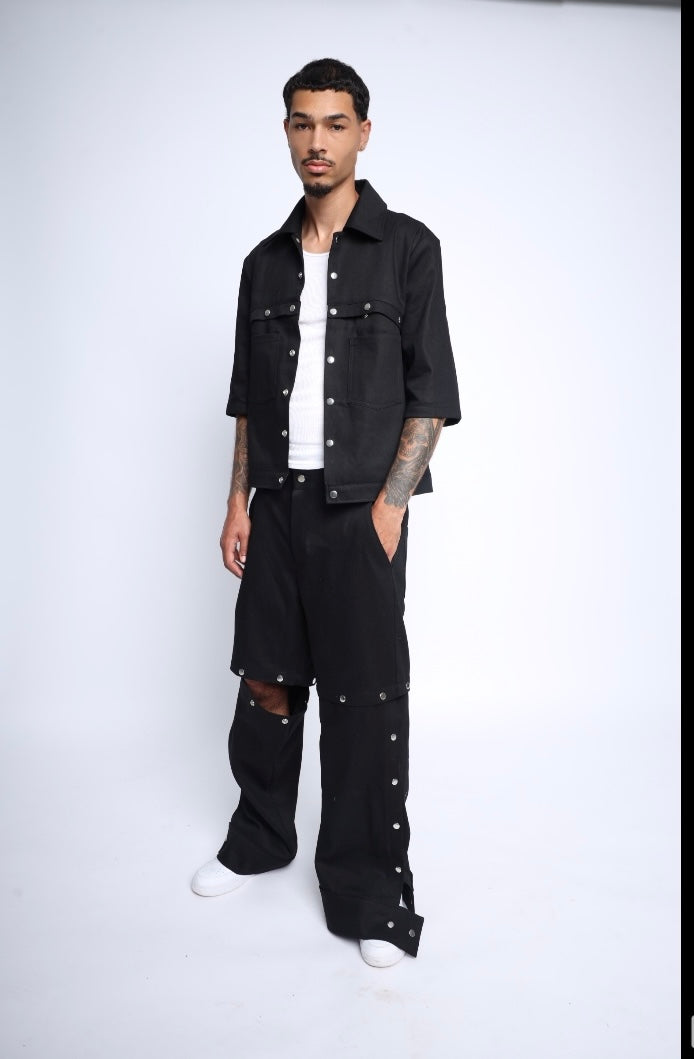 Snap off denim trucker shirt