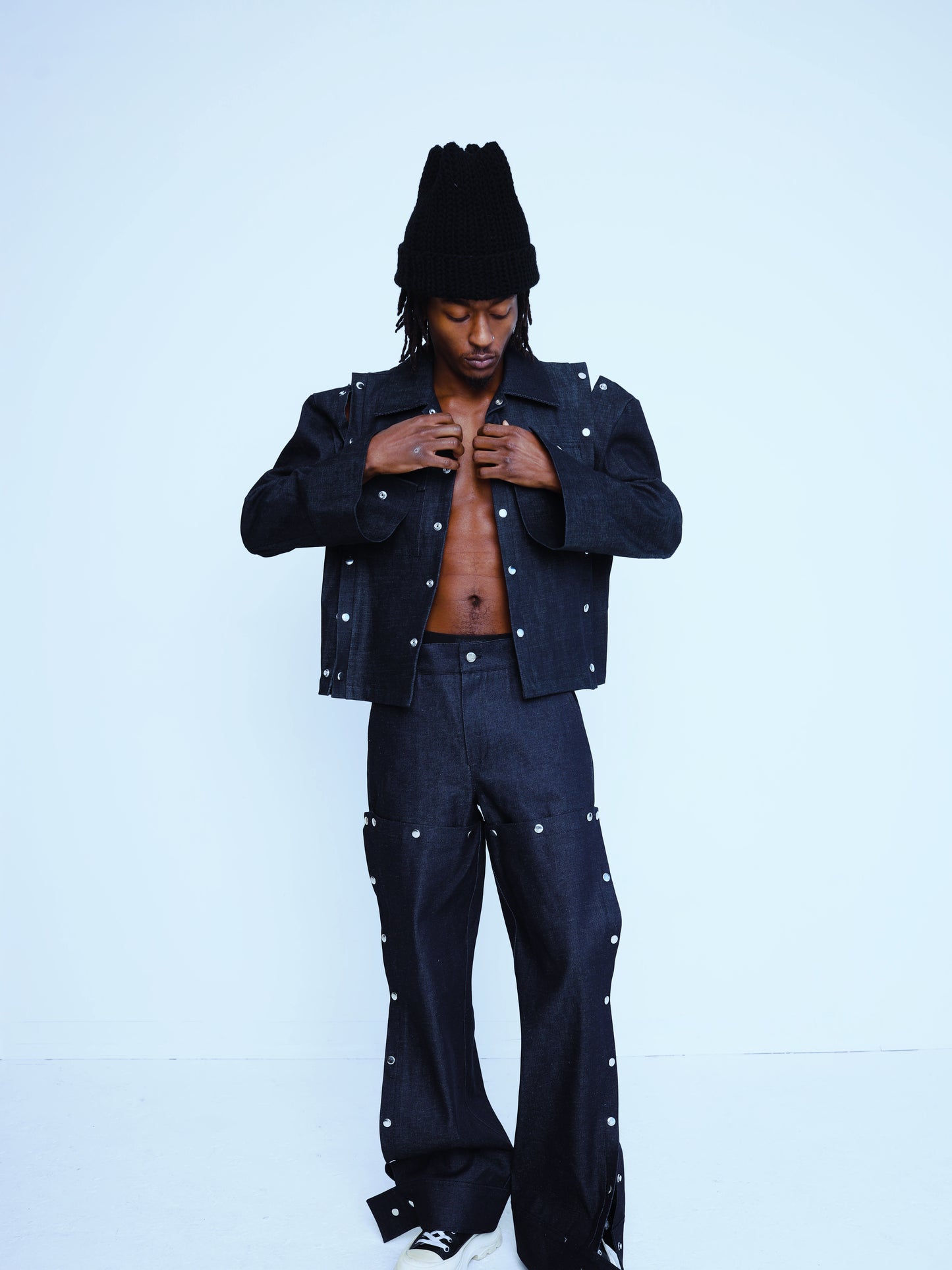 Denim snap chap pant