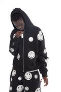 Just smile patch heavy weight crop zip hoodie (clear)