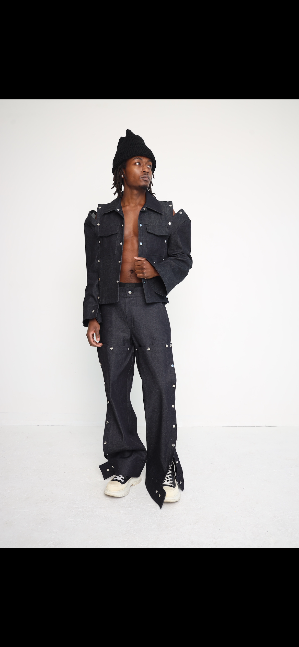 Denim snap chap pant