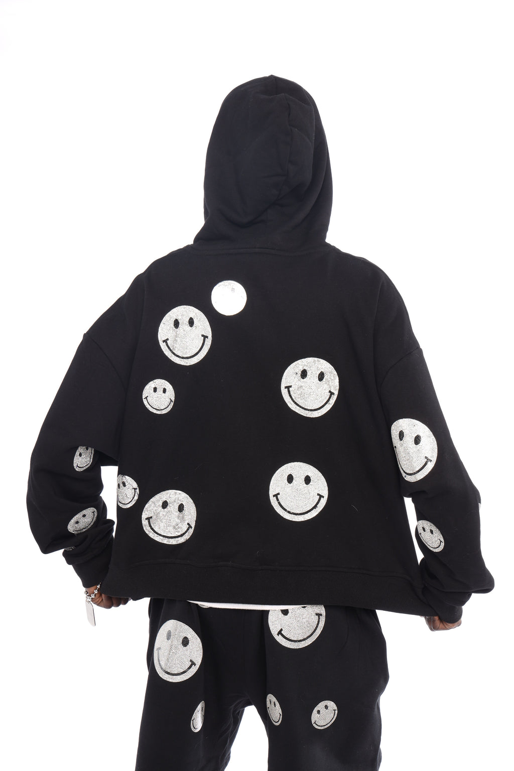 Just smile patch heavy weight crop zip hoodie (clear)